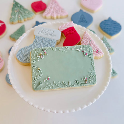 Raised Cookie Embosser - Large Christmas Border