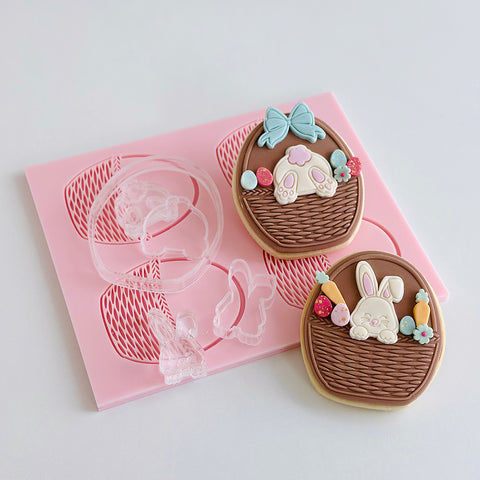 Pattern Shape Plate Kit-  Easter Basket w Peeping Bunny& bunny bum