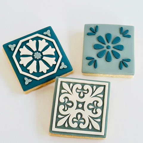 Raised  Cookie Embossers  - Mini Mediterranean Tiles- 65mm