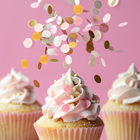 Wafer Shape Decorations - Pink Gold and White