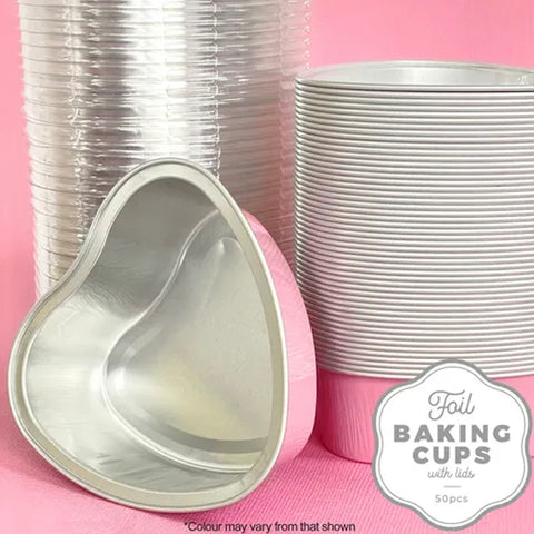 Foil Heart Baking Cups - Pink