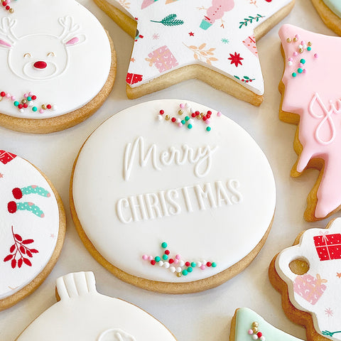 Raised  Cookie Embosser - Merry CHRISTMAS